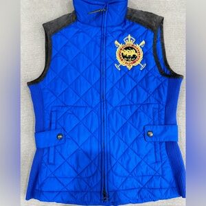 Brand New Ralph Lauren Sport Puffer Women blue Crest Quilted Vest